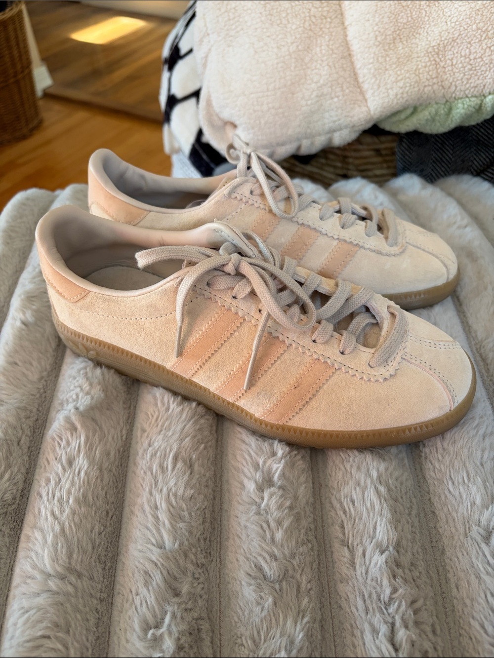 adidas Suede Sneakers in Blush Pink and Gum - 4.5